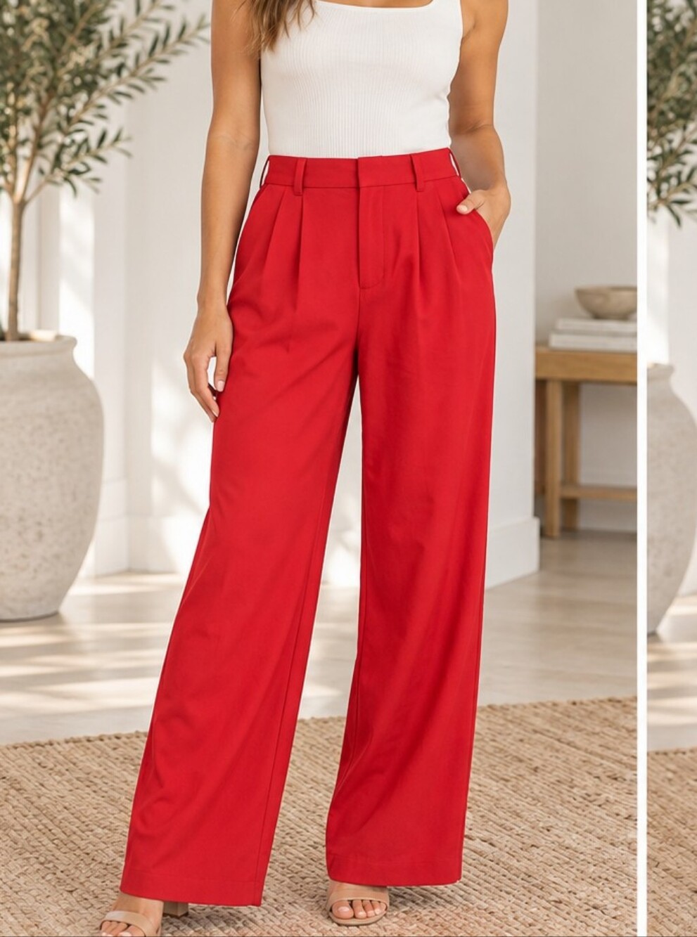 A New Day Women’s Red Wide-Leg Pants – Size 8 NWT